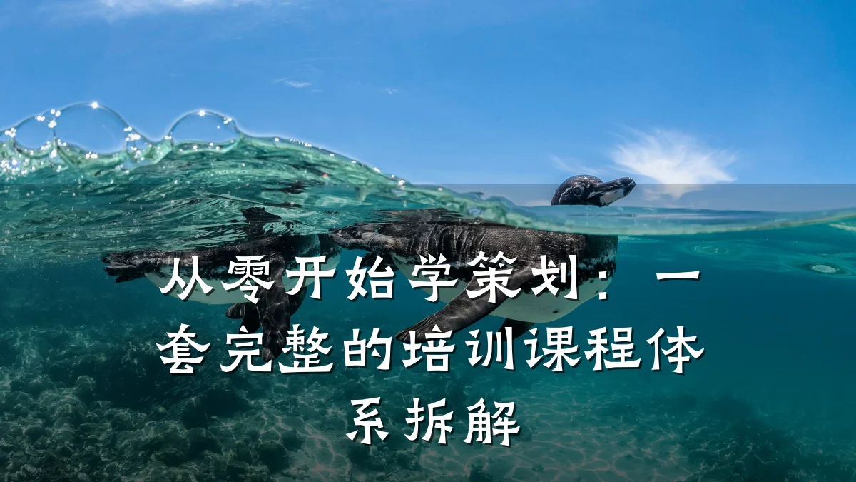 从零开始学策划:一套完整的培训课程体系拆解