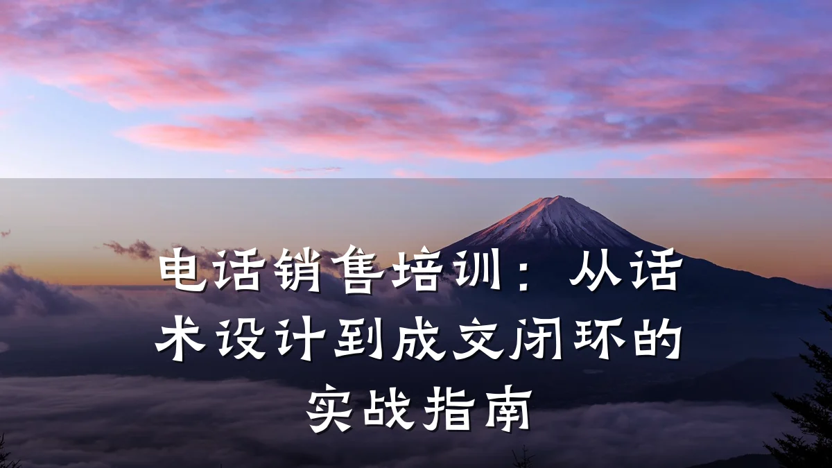 电话销售培训:从话术设计到成交闭环的实战指南