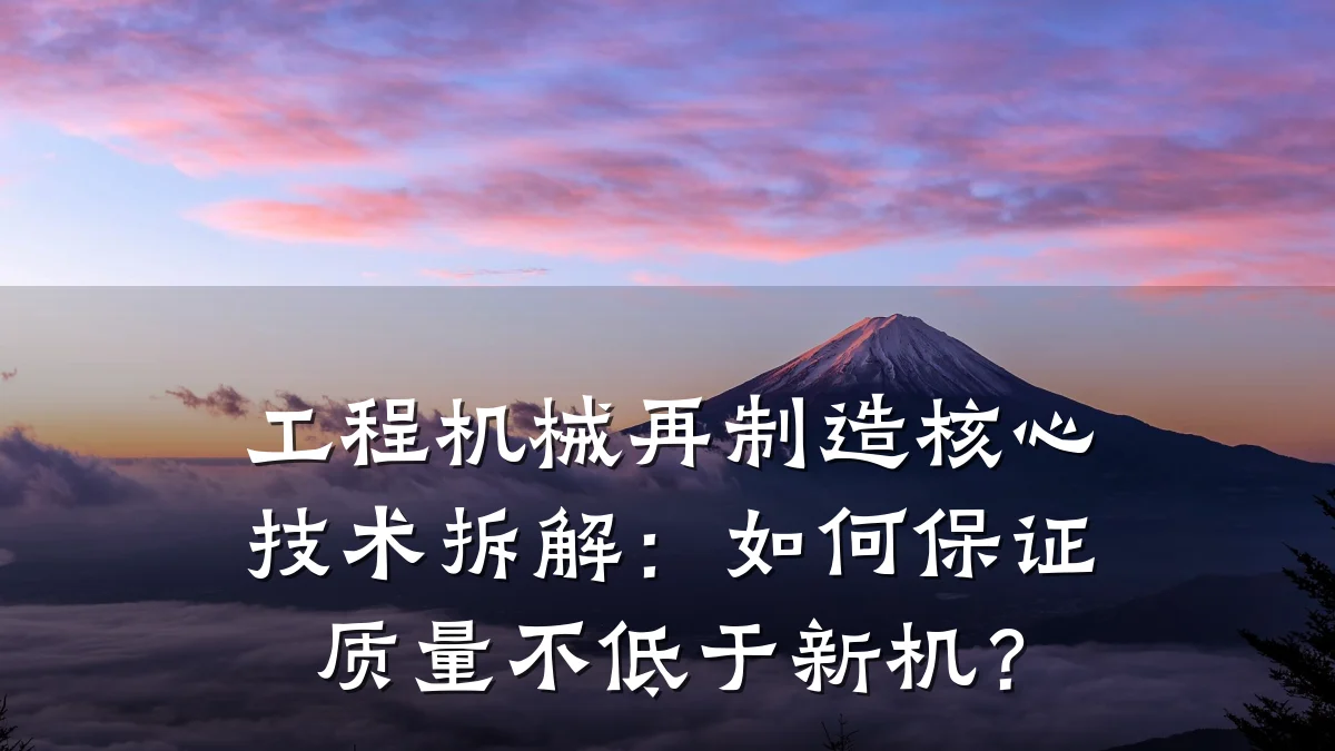 工程机械再制造核心技术拆解:如何保证质量不低于新机?