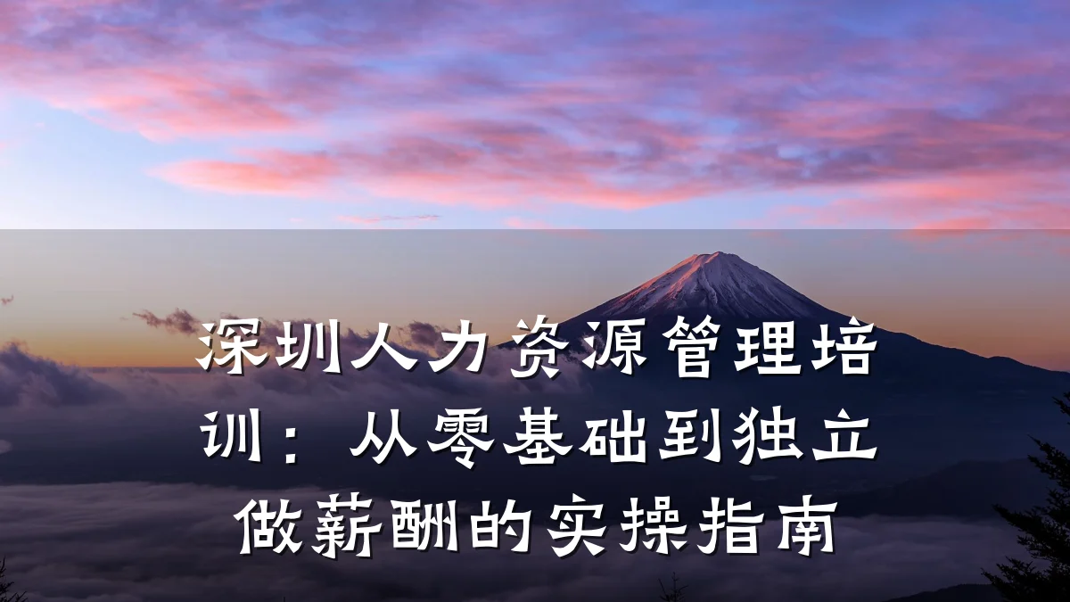 深圳人力资源管理培训：从零基础到独立做薪酬的实操指南