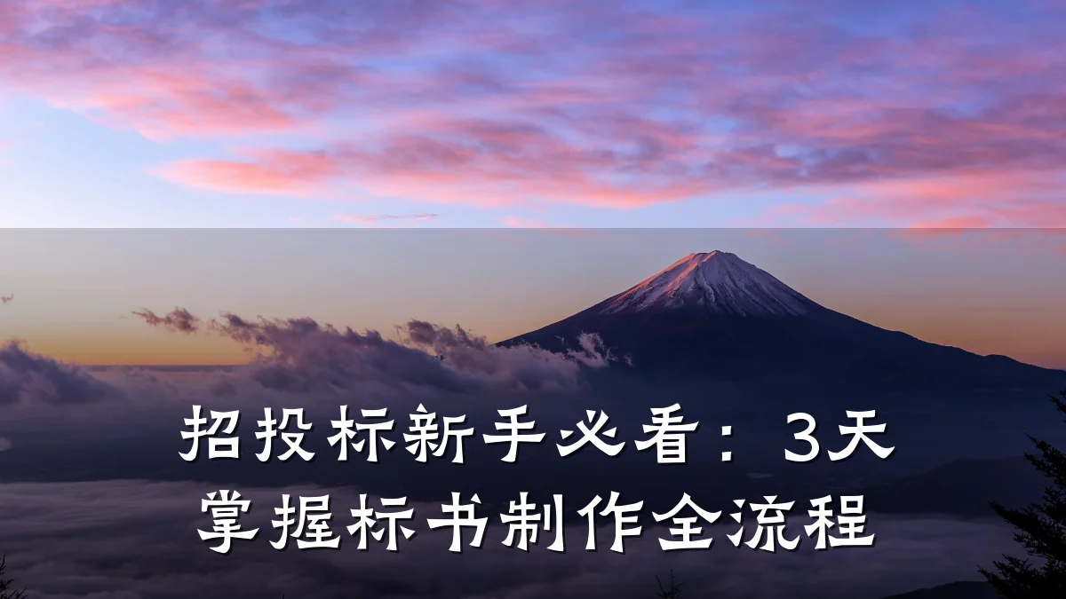 招投标新手必看:3天掌握标书制作全流程