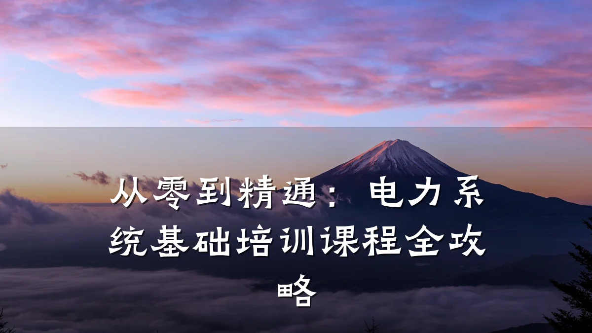 从零到精通:电力系统基础培训课程全攻略