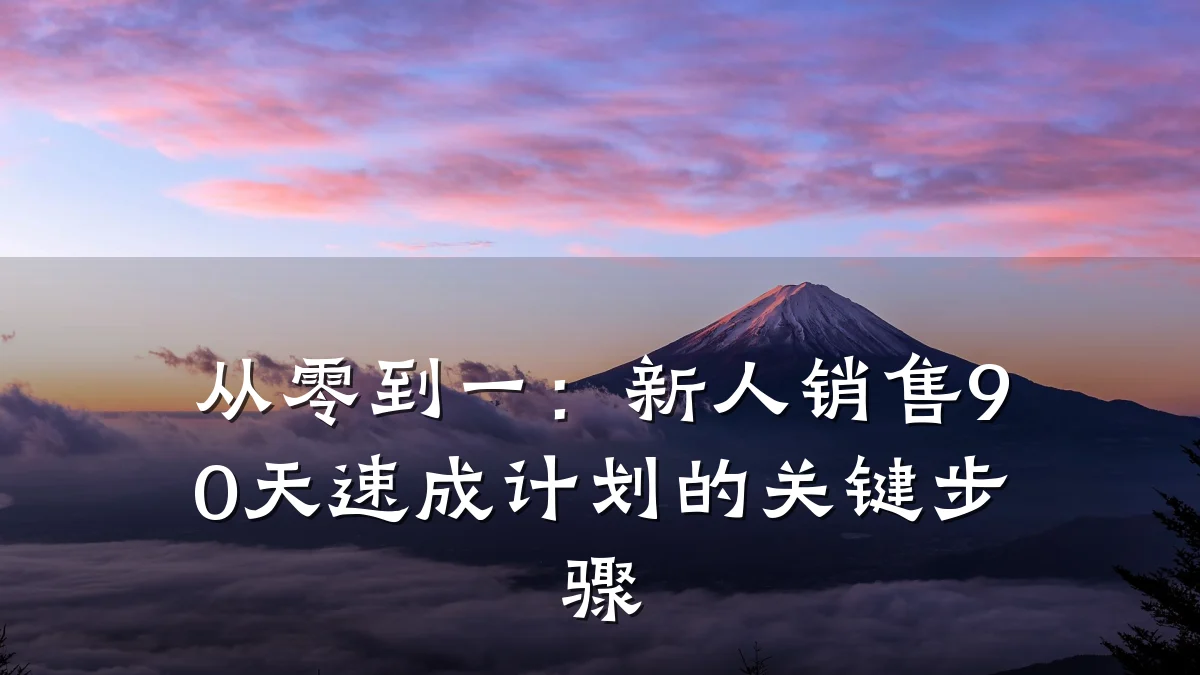 从零到一:新人销售90天速成计划的关键步骤