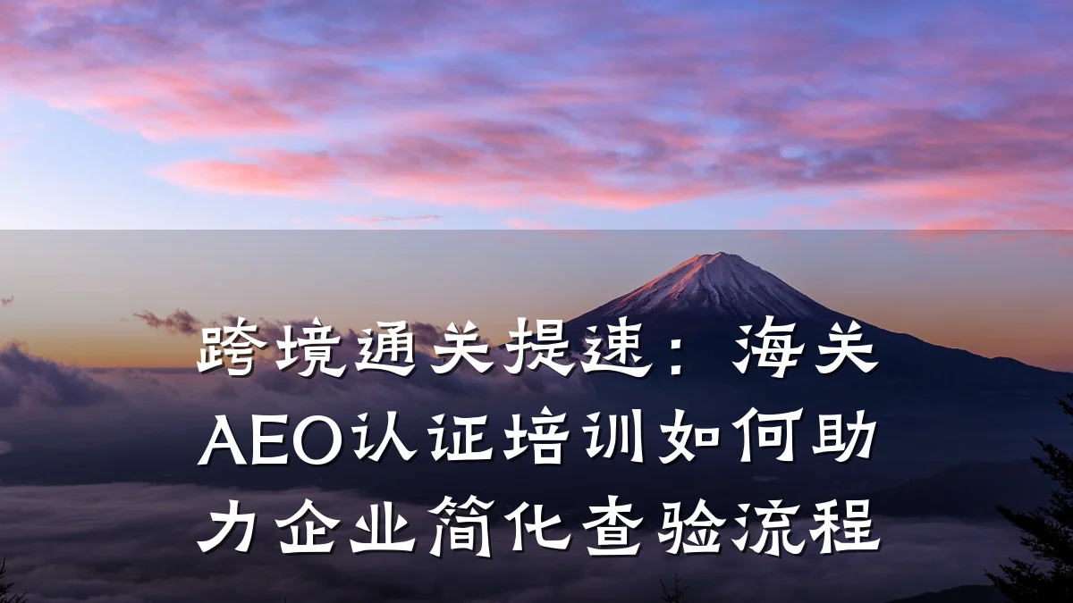 跨境通关提速:海关AEO认证培训如何助力企业简化查验流程