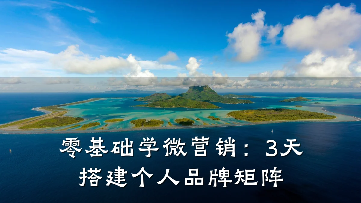 零基础学微营销:3天搭建个人品牌矩阵
