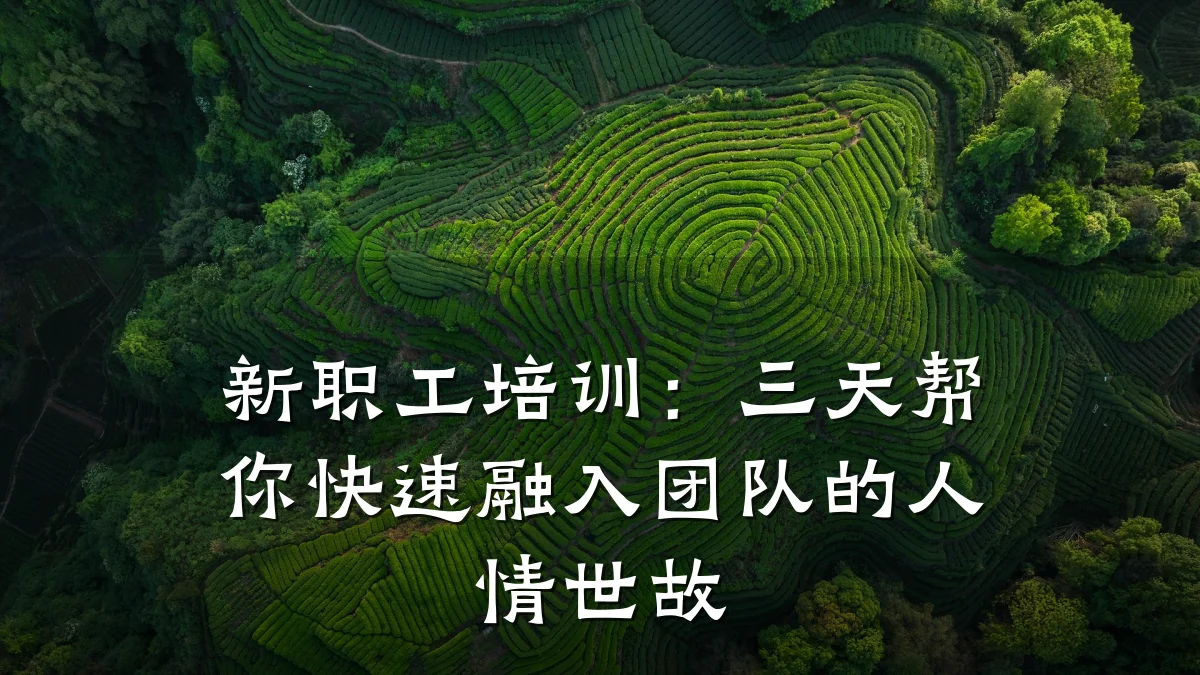 新职工培训:三天帮你快速融入团队的人情世故