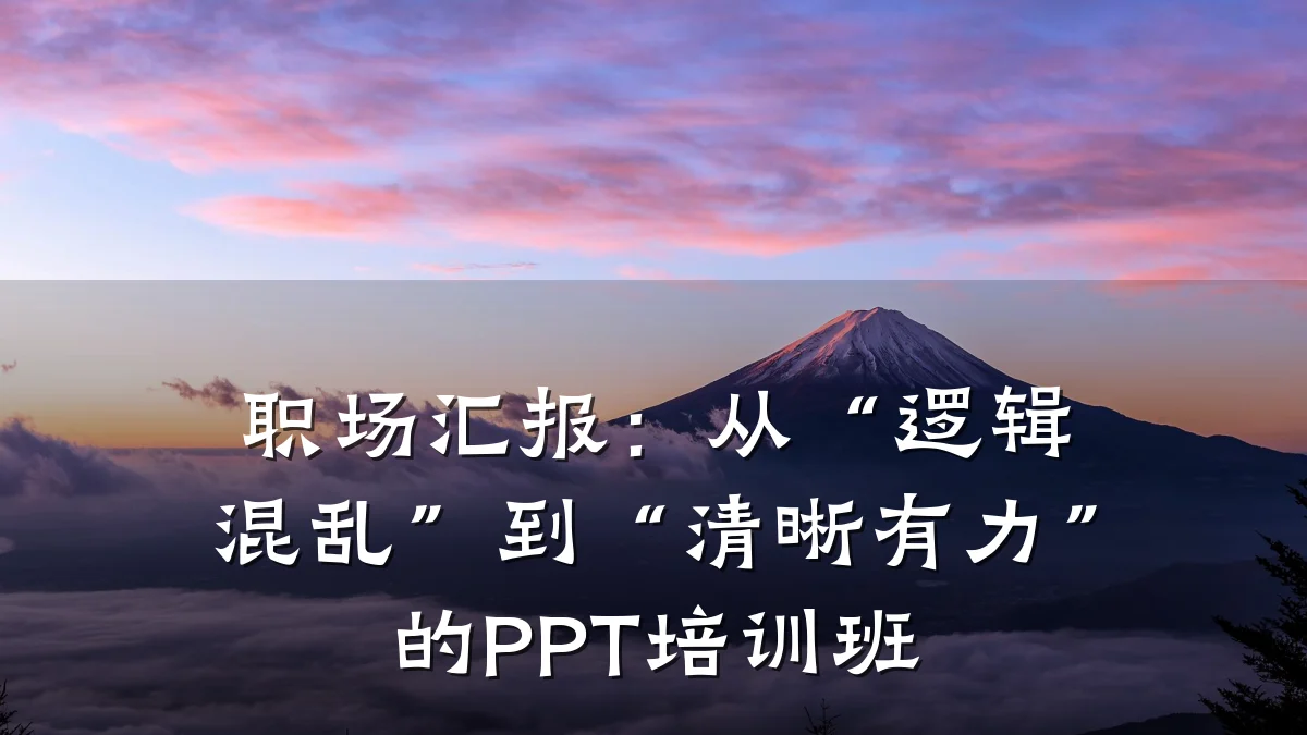 职场汇报:从“逻辑混乱”到“清晰有力”的PPT培训班