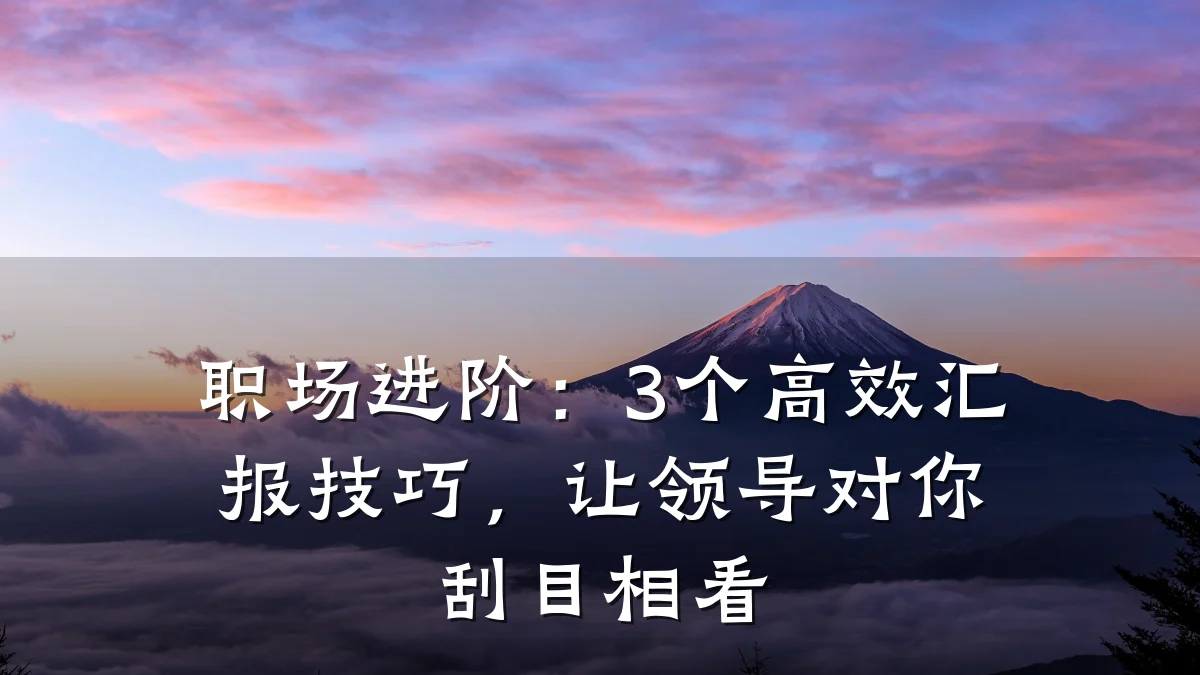职场进阶:3个高效汇报技巧,让领导对你刮目相看