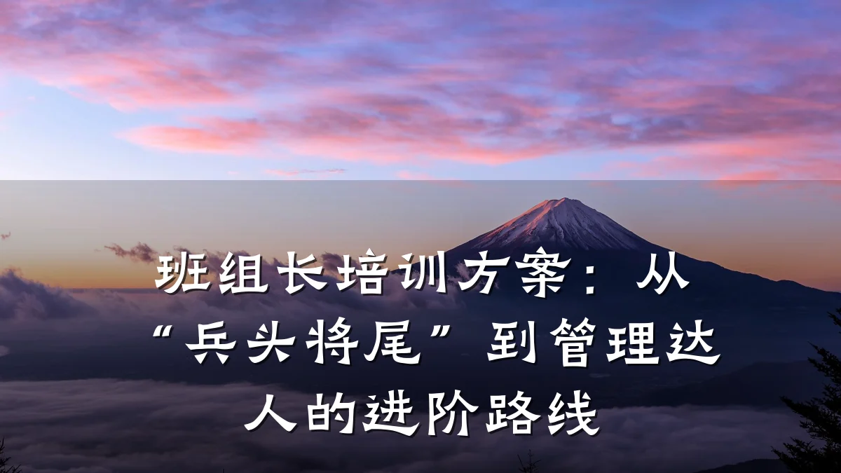 班组长培训方案:从“兵头将尾”到管理达人的进阶路线