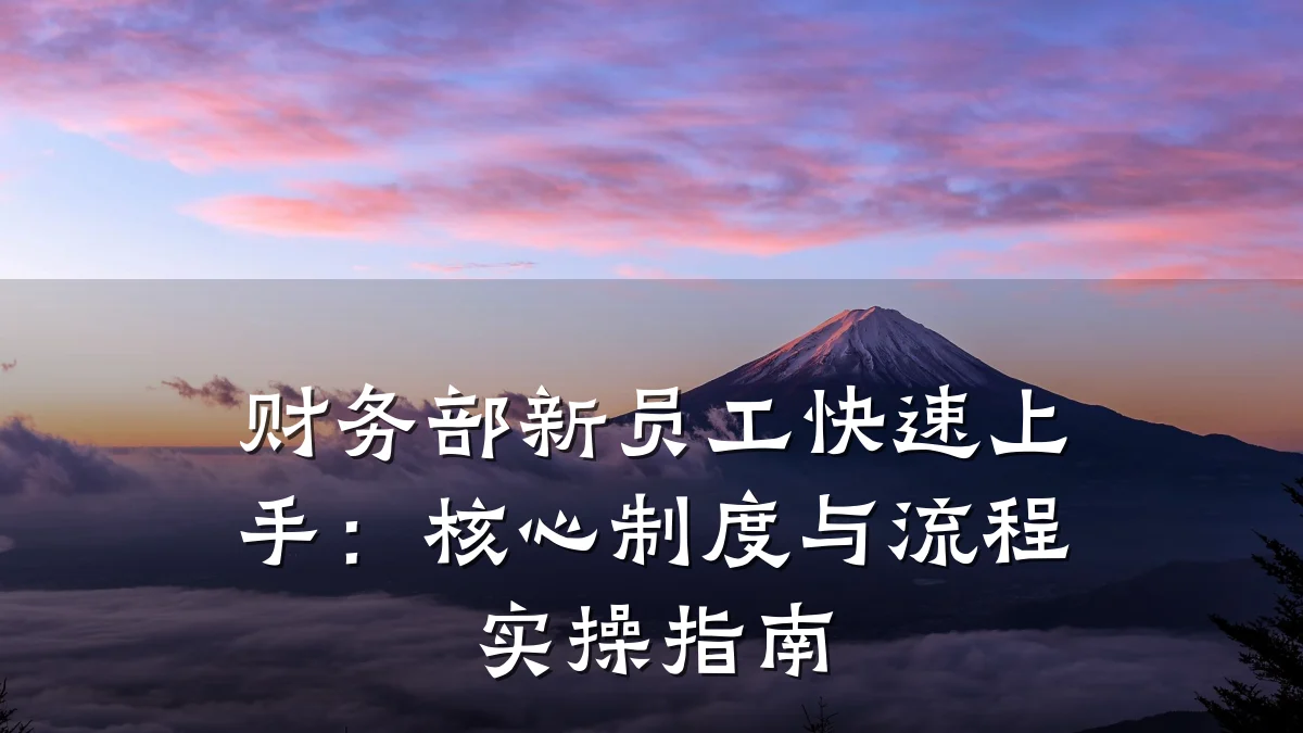 财务部新员工快速上手:核心制度与流程实操指南