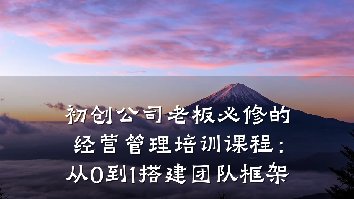 初创公司老板必修的经营管理培训课程:从0到1搭建团队框架