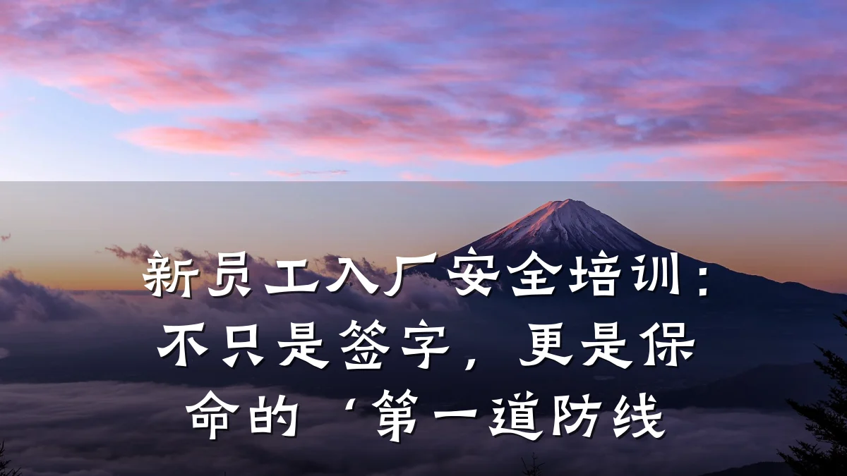 新员工入厂安全培训:不只是签字,更是保命的‘第一道防线