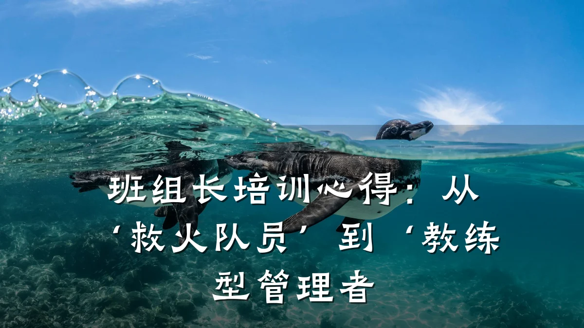 班组长培训心得:从‘救火队员’到‘教练型管理者
