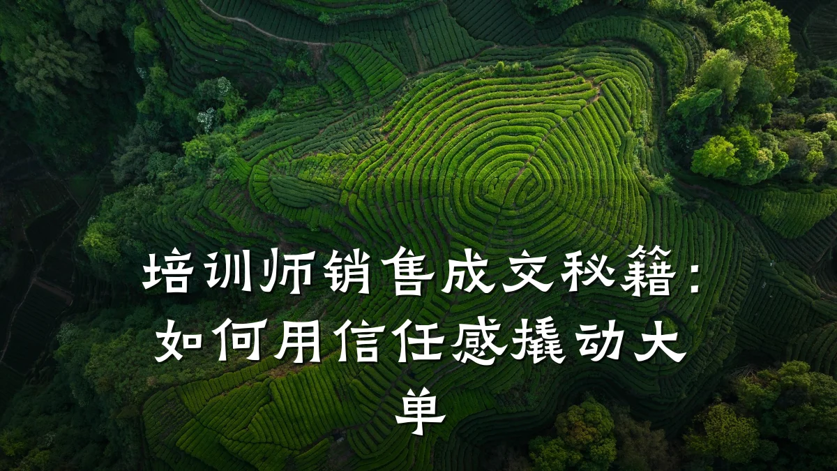 培训师销售成交秘籍:如何用信任感撬动大单