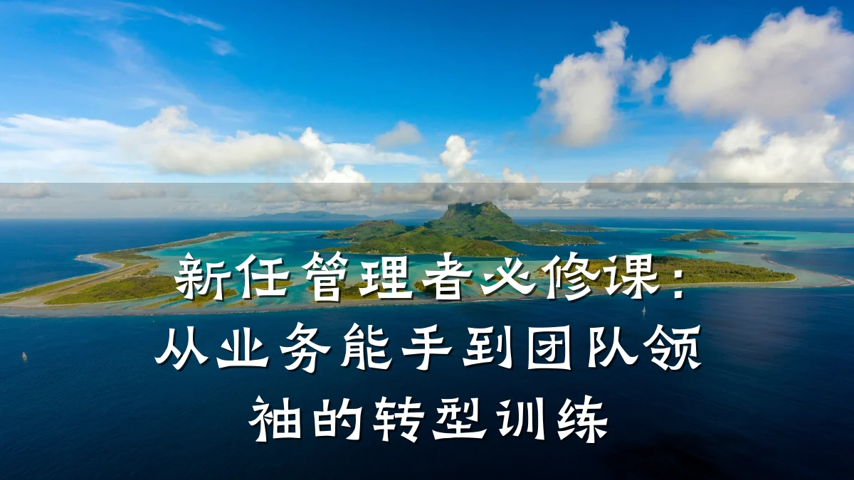 新任管理者必修课:从业务能手到团队领袖的转型训练