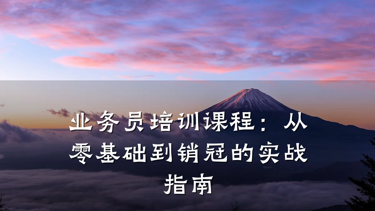 业务员培训课程:从零基础到销冠的实战指南