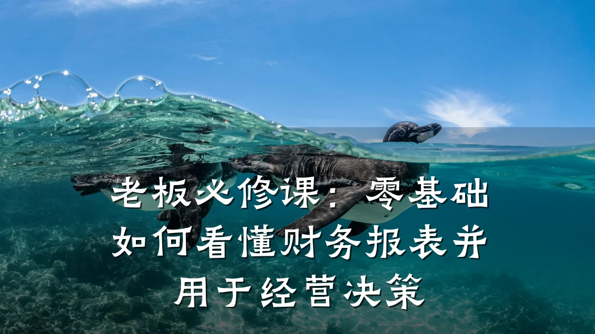 老板必修课:零基础如何看懂财务报表并用于经营决策