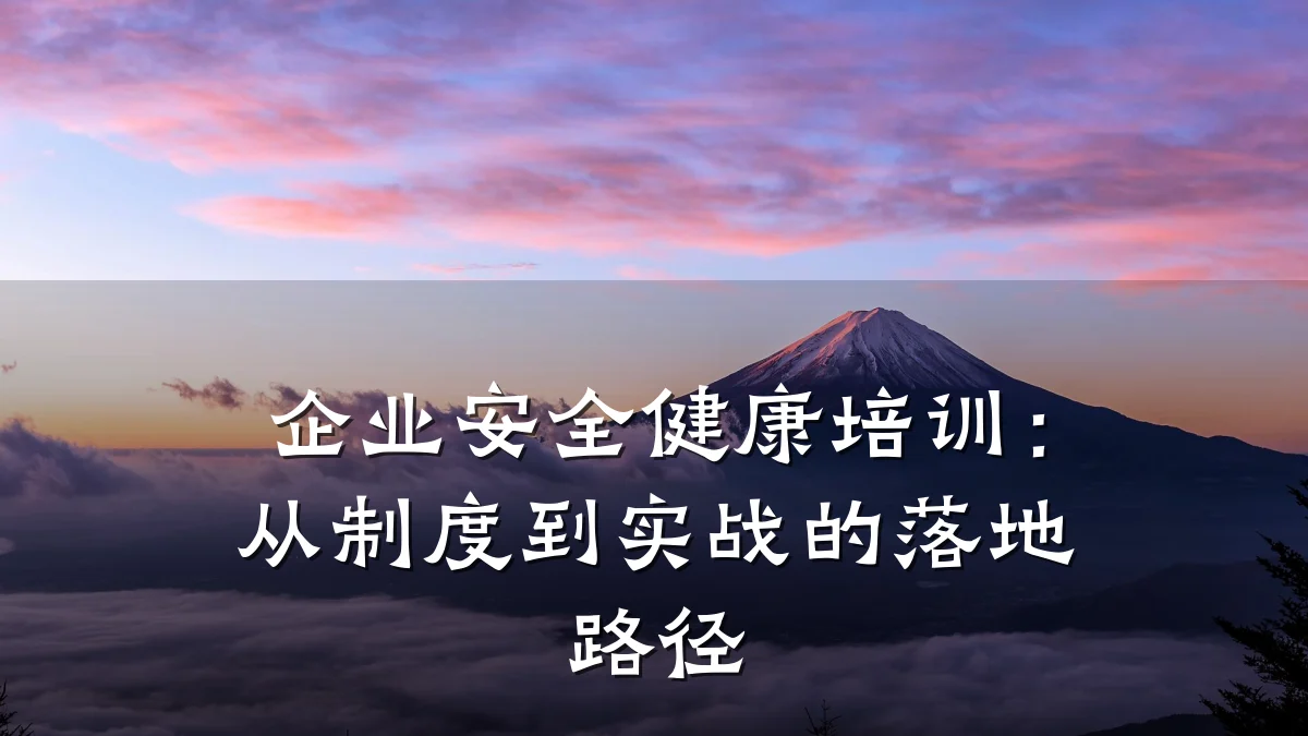 企业安全健康培训:从制度到实战的落地路径