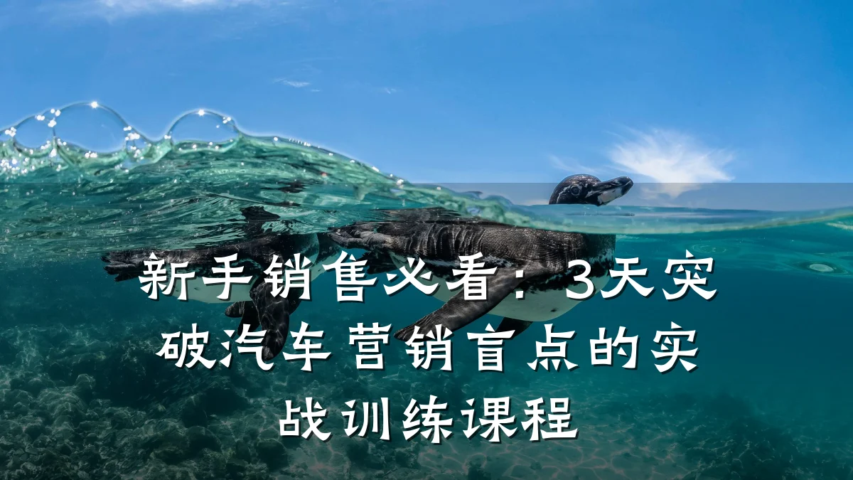新手销售必看:3天突破汽车营销盲点的实战训练课程