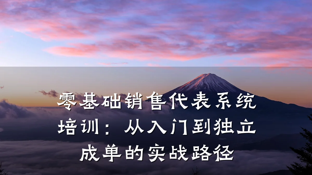 零基础销售代表系统培训:从入门到独立成单的实战路径