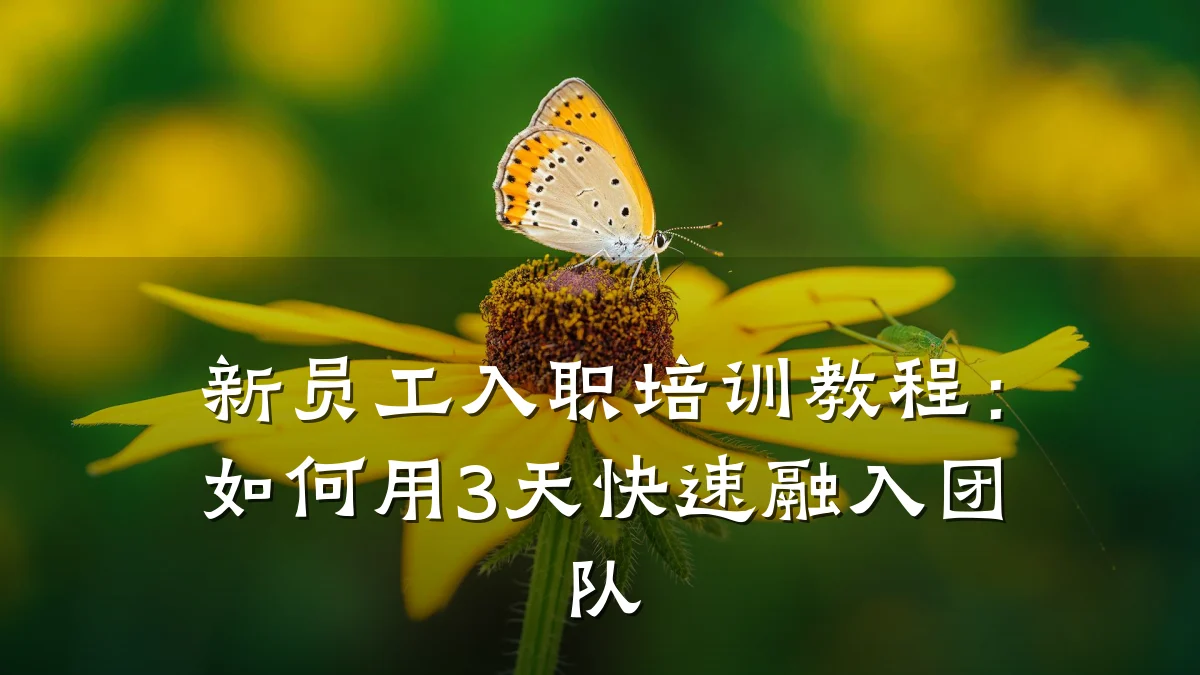 新员工入职培训教程:如何用3天快速融入团队