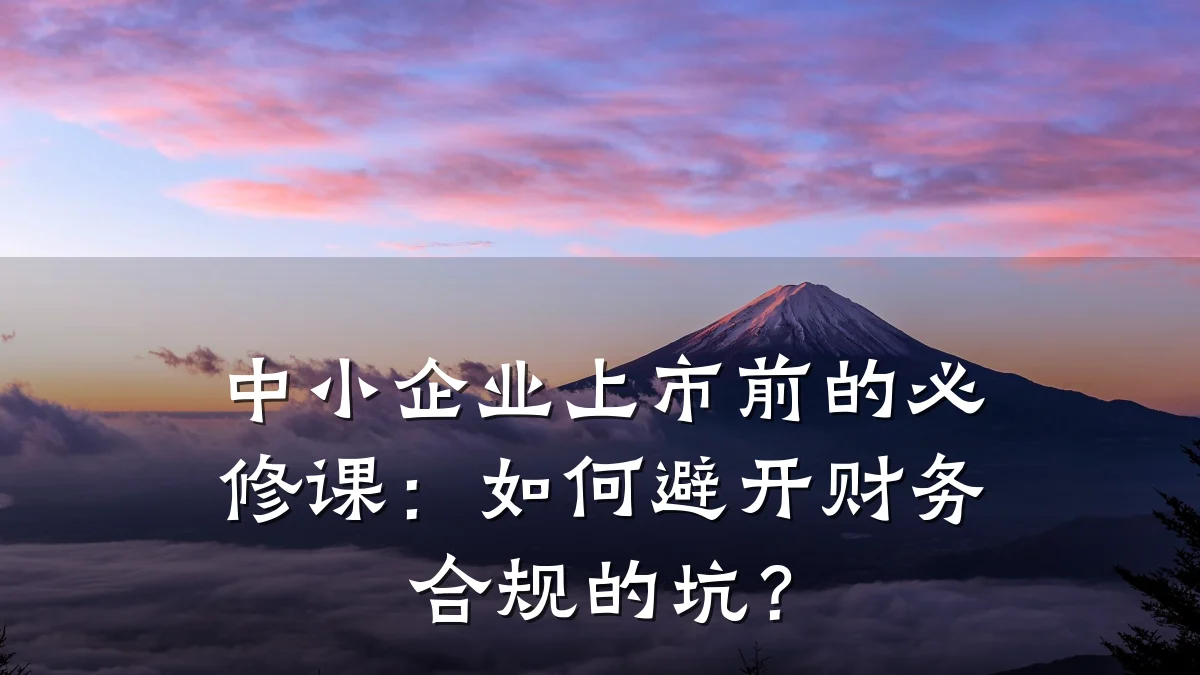 中小企业上市前的必修课:如何避开财务合规的坑?
