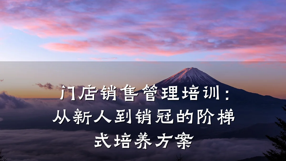 门店销售管理培训:从新人到销冠的阶梯式培养方案