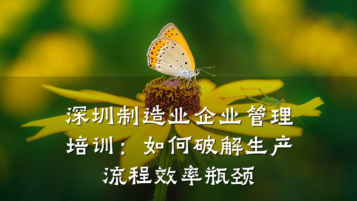 深圳制造业企业管理培训:如何破解生产流程效率瓶颈