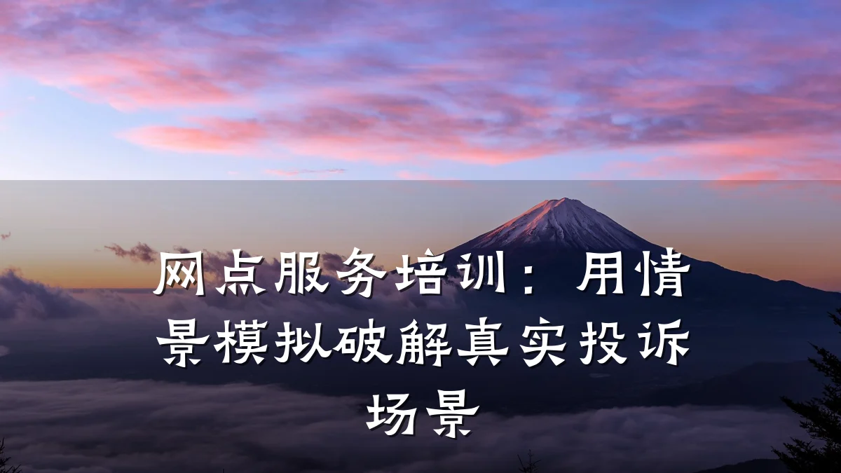 网点服务培训：用情景模拟破解真实投诉场景