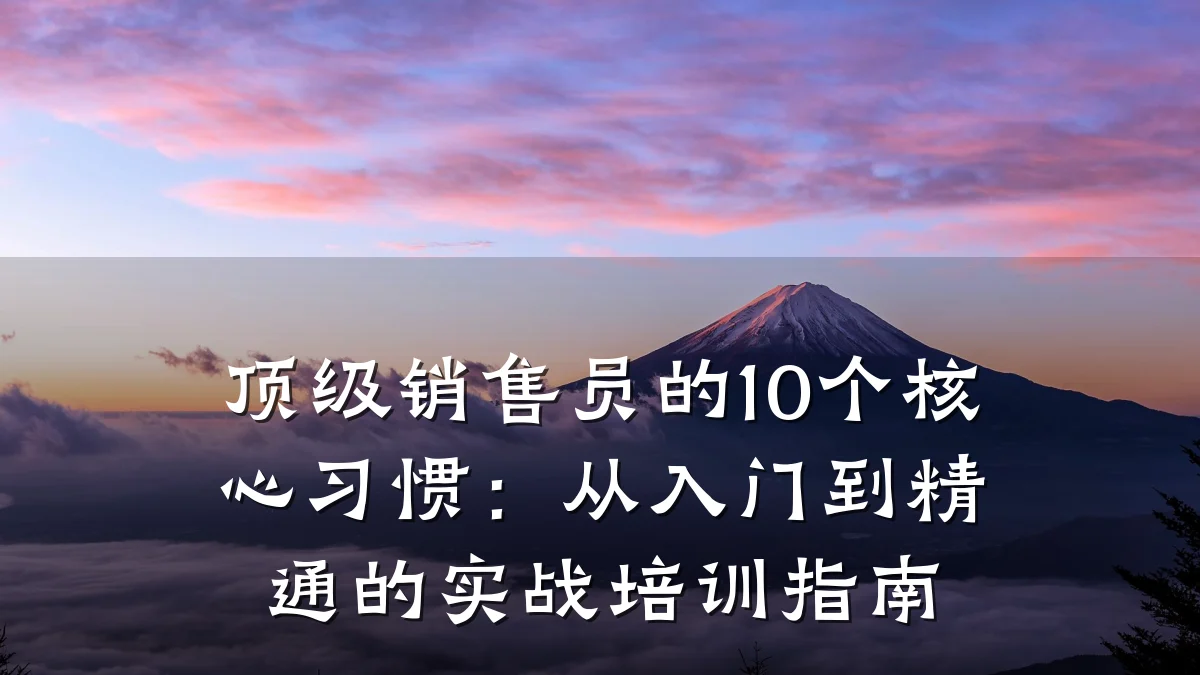 顶级销售员的10个核心习惯:从入门到精通的实战培训指南