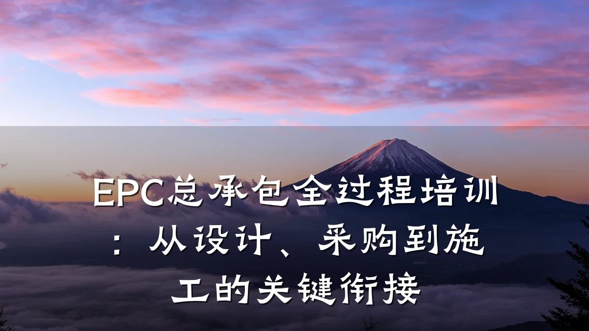 EPC总承包全过程培训:从设计、采购到施工的关键衔接