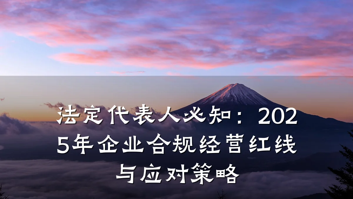 法定代表人必知:2025年企业合规经营红线与应对策略
