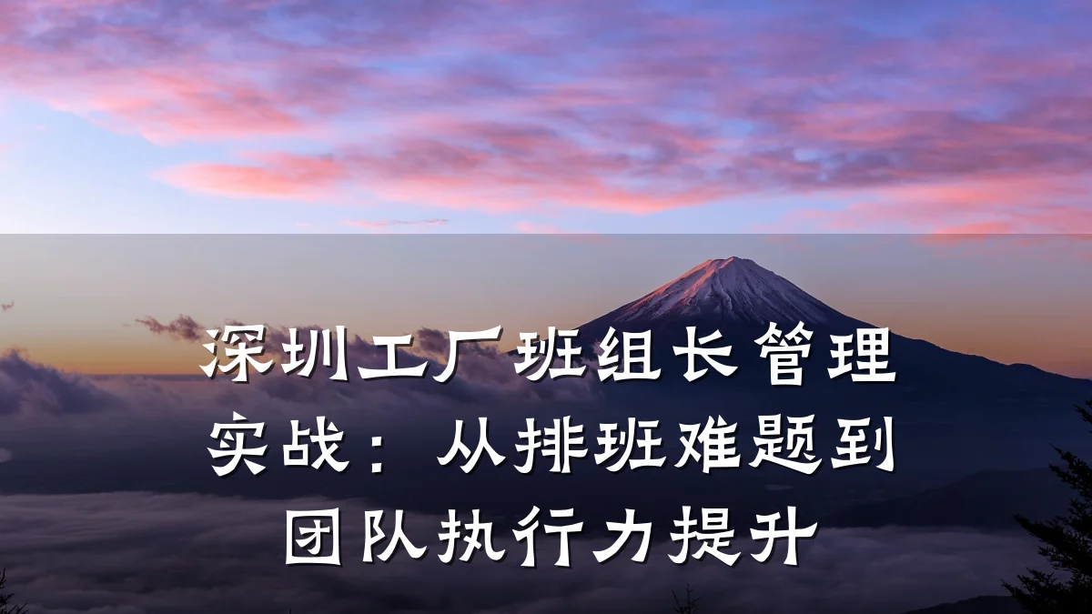 深圳工厂班组长管理实战:从排班难题到团队执行力提升