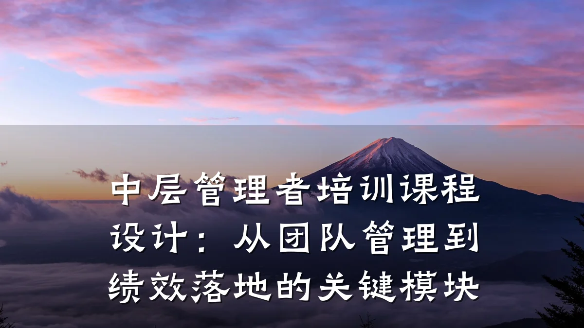 中层管理者培训课程设计:从团队管理到绩效落地的关键模块