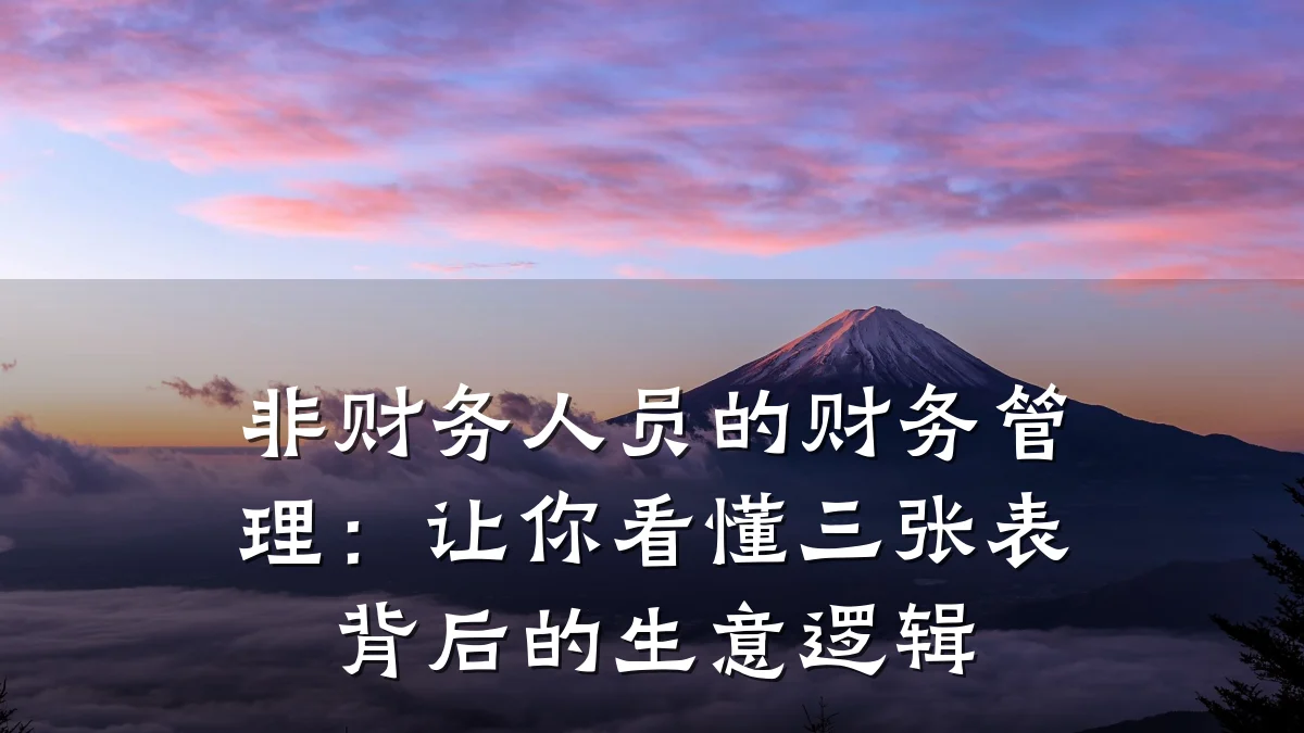 非财务人员的财务管理:让你看懂三张表背后的生意逻辑