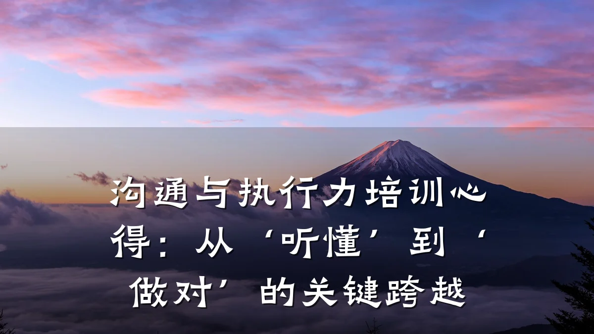 沟通与执行力培训心得:从‘听懂’到‘做对’的关键跨越