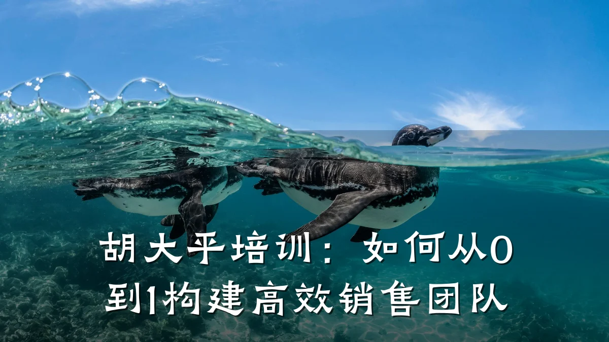 胡大平培训：如何从0到1构建高效销售团队